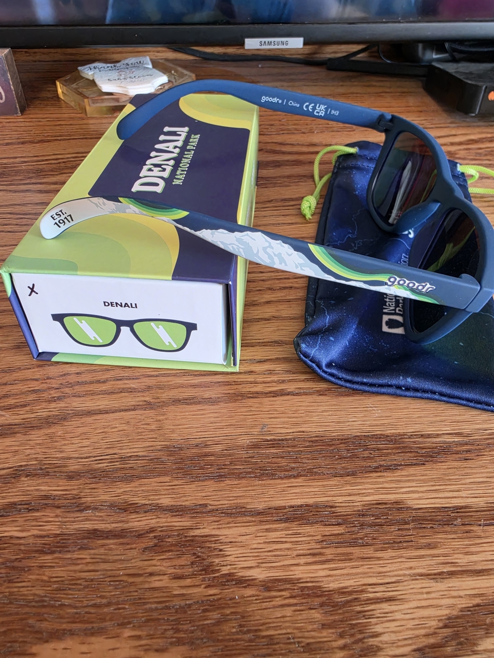 goodr Denali Men’s Blue Sunglasses with Green Accents